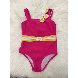 Betsey Johnson‎ pink swim with crochet flower detail size 5